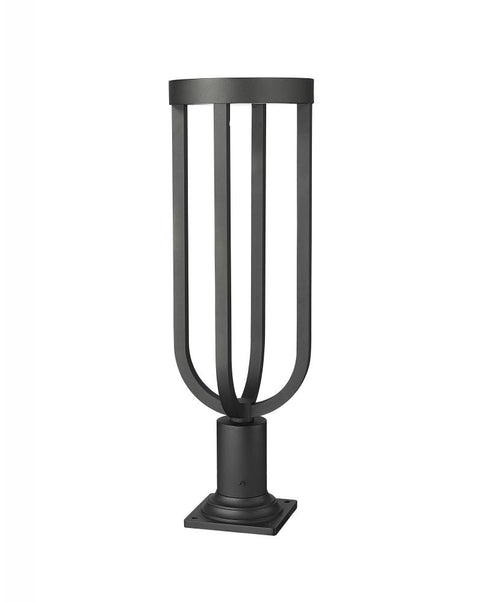 Z-Lite Leland 1 Light Outdoor Pier Mounted Fixture in Sand Black Finish Model: 5005PHB-533PM-BK-LED