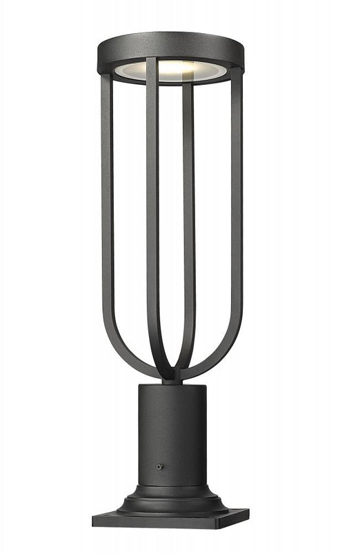 Z-Lite Leland 1 Light Outdoor Pier Mounted Fixture in Sand Black Finish Model: 5005PHM-533PM-BK-LED