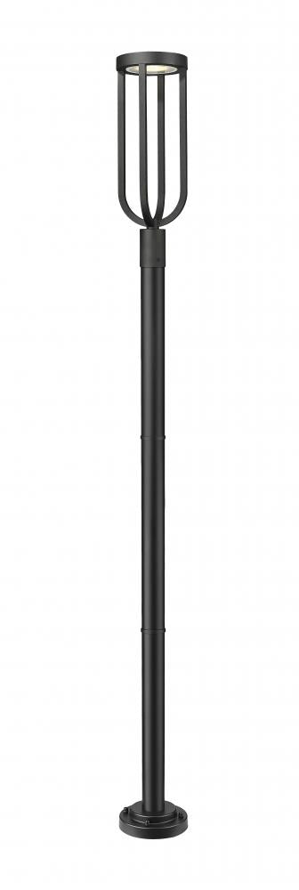Z-Lite Leland 1 Light Outdoor Post Mounted Fixture in Sand Black Finish Model: 5005PHB-5012P-BK-LED