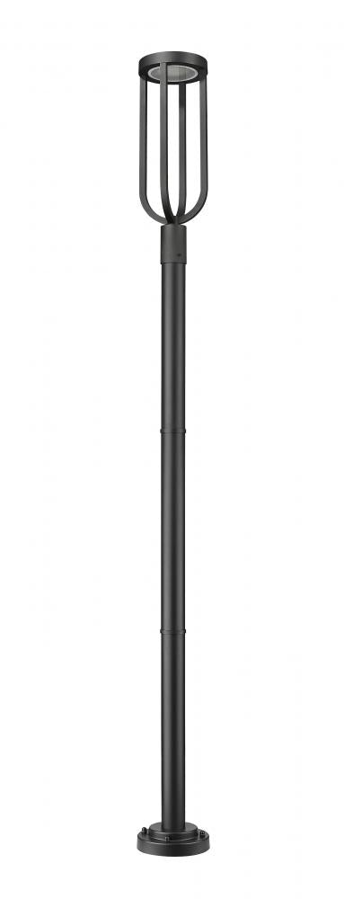 Z-Lite Leland 1 Light Outdoor Post Mounted Fixture in Sand Black Finish Model: 5005PHB-5012P-BK-LED