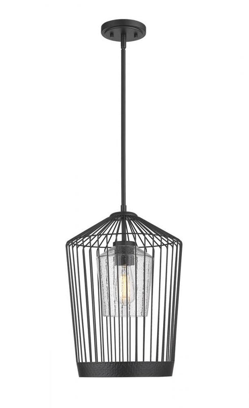 Z-Lite Lido 1 Light Pendant in Matte Black Finish Model: 342P13-MB