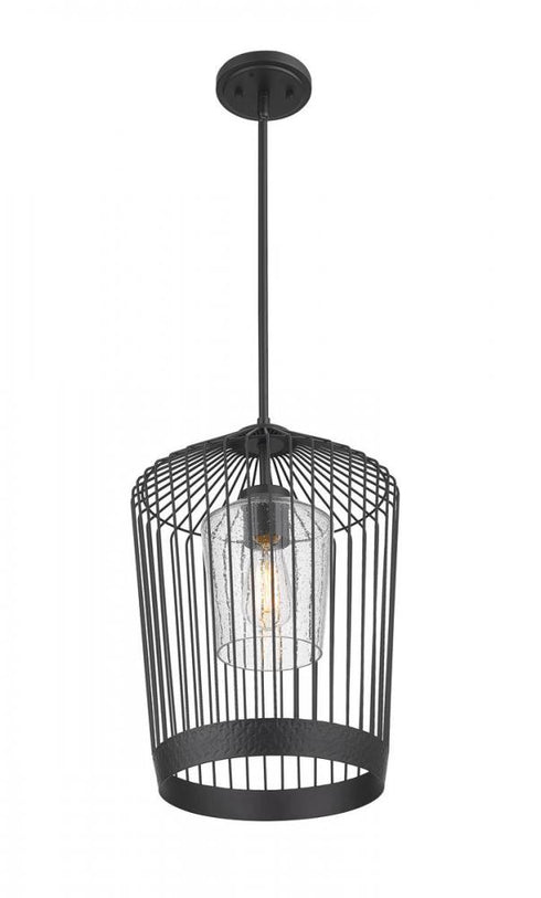 Z-Lite Lido 1 Light Pendant in Matte Black Finish Model: 342P13-MB
