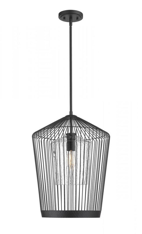 Z-Lite Lido 1 Light Pendant in Matte Black Finish Model: 342P19-MB