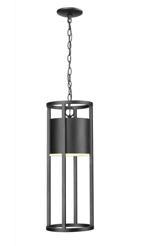 Z-Lite Luca 1 Light Outdoor Chain Mount Ceiling Fixture in Black Finish Model: 517CHB-BK-LED