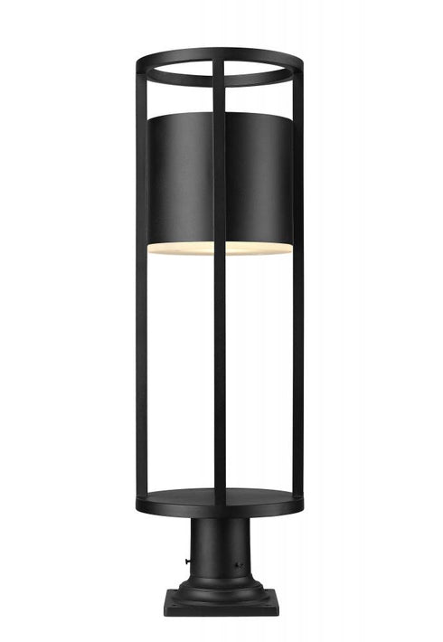 Z-Lite Luca 1 Light Outdoor Pier Mounted Fixture in Black Finish Model: 517PHB-533PM-BK-LED