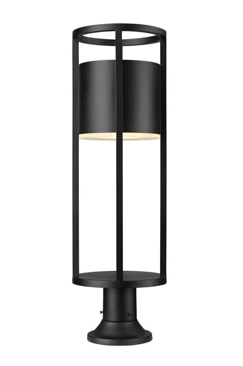 Z-Lite Luca 1 Light Outdoor Pier Mounted Fixture in Black Finish Model: 517PHB-553PM-BK-LED