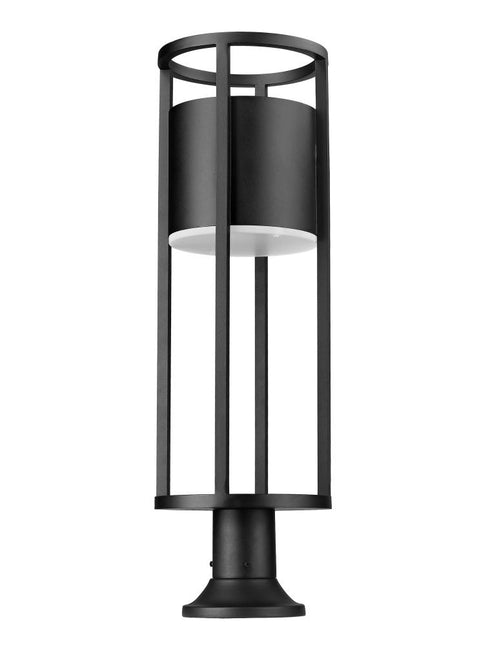 Z-Lite Luca 1 Light Outdoor Pier Mounted Fixture in Black Finish Model: 517PHB-553PM-BK-LED