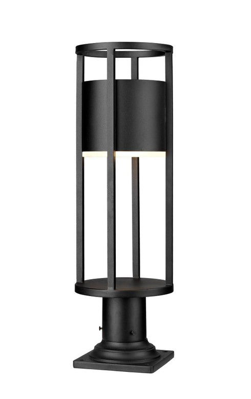 Z-Lite Luca 1 Light Outdoor Pier Mounted Fixture in Black Finish Model: 517PHM-533PM-BK-LED