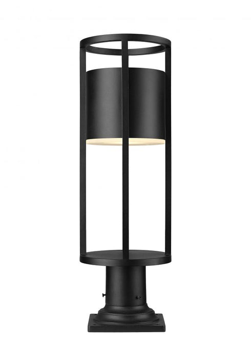 Z-Lite Luca 1 Light Outdoor Pier Mounted Fixture in Black Finish Model: 517PHM-533PM-BK-LED