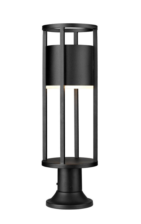 Z-Lite Luca 1 Light Outdoor Pier Mounted Fixture in Black Finish Model: 517PHM-553PM-BK-LED