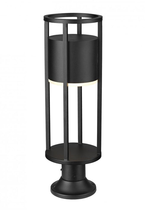 Z-Lite Luca 1 Light Outdoor Pier Mounted Fixture in Black Finish Model: 517PHM-553PM-BK-LED