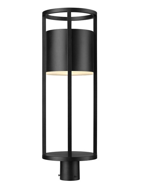 Z-Lite Luca 1 Light Outdoor Post Mount Fixture in Black Finish Model: 517PHB-BK-LED