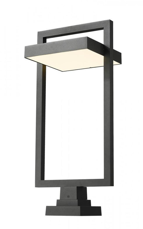 Z-Lite Luttrel 1 Light Outdoor Pier Mounted Fixture in Black Finish Model: 566PHXLS-SQPM-BK-LED