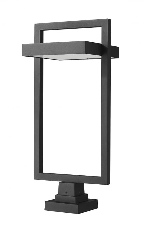 Z-Lite Luttrel 1 Light Outdoor Pier Mounted Fixture in Black Finish Model: 566PHXLS-SQPM-BK-LED
