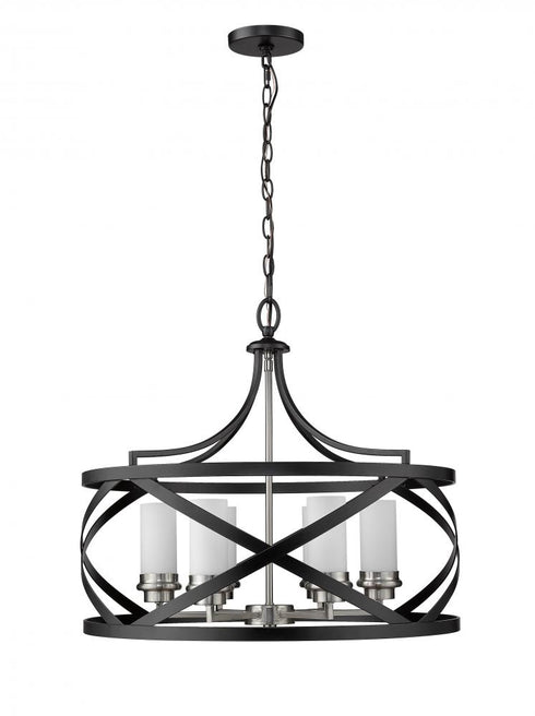 Z-Lite Malcalester 6 Light Chandelier in Matte Black + Brushed Nickel Finish Model: 481P24-MB-BN