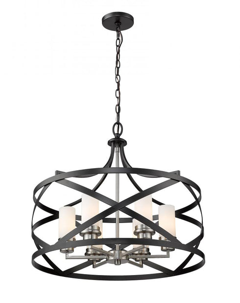 Z-Lite Malcalester 6 Light Chandelier in Matte Black + Brushed Nickel Finish Model: 481P24-MB-BN