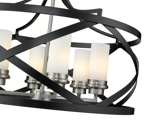 Z-Lite Malcalester 6 Light Chandelier in Matte Black + Brushed Nickel Finish Model: 481P24-MB-BN
