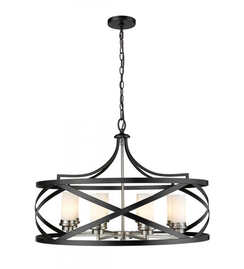 Z-Lite Malcalester 8 Light Chandelier in Matte Black + Brushed Nickel Finish Model: 481P30-MB-BN