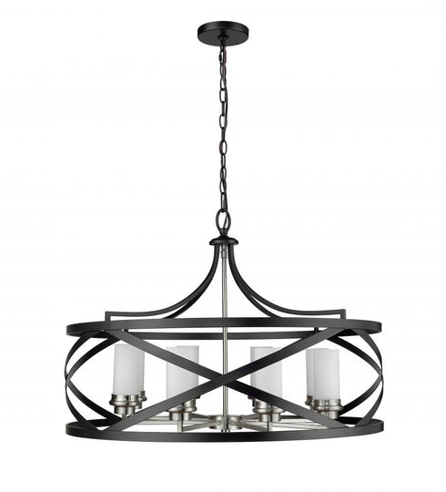 Z-Lite Malcalester 8 Light Chandelier in Matte Black + Brushed Nickel Finish Model: 481P30-MB-BN