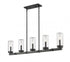 Z-Lite Marlow 5 Light Outdoor Linear Chandelier in Ashen Barnboard Finish Model: 589-5L-ABB