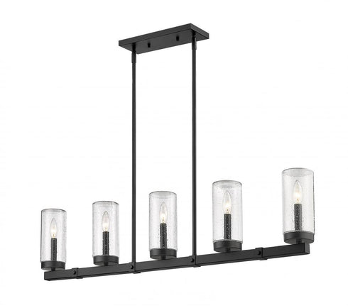 Z-Lite Marlow 5 Light Outdoor Linear Chandelier in Ashen Barnboard Finish Model: 589-5L-ABB