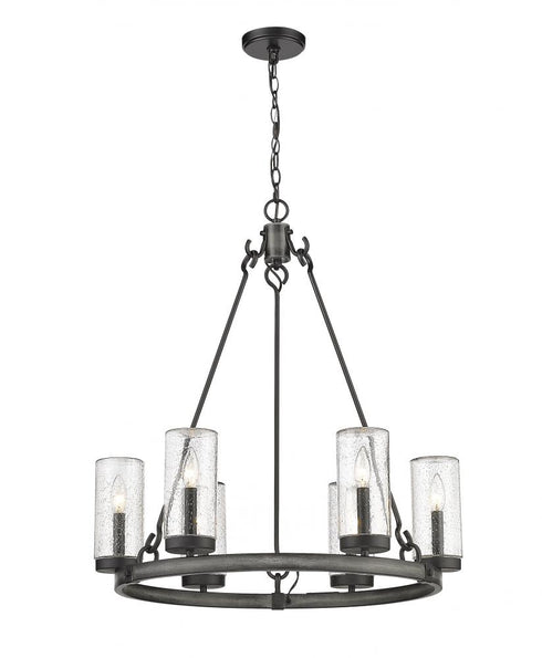 Z-Lite Marlow 6 Light Outdoor Chandelier in Ashen Barnboard Finish Model: 589-6ABB