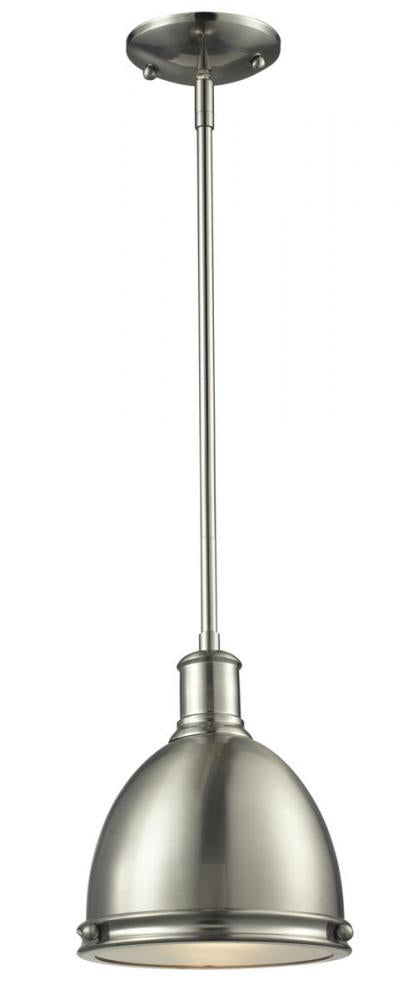 Z-Lite Mason 1 Light Pendant in Brushed Nickel Finish Model: 710MP-BN