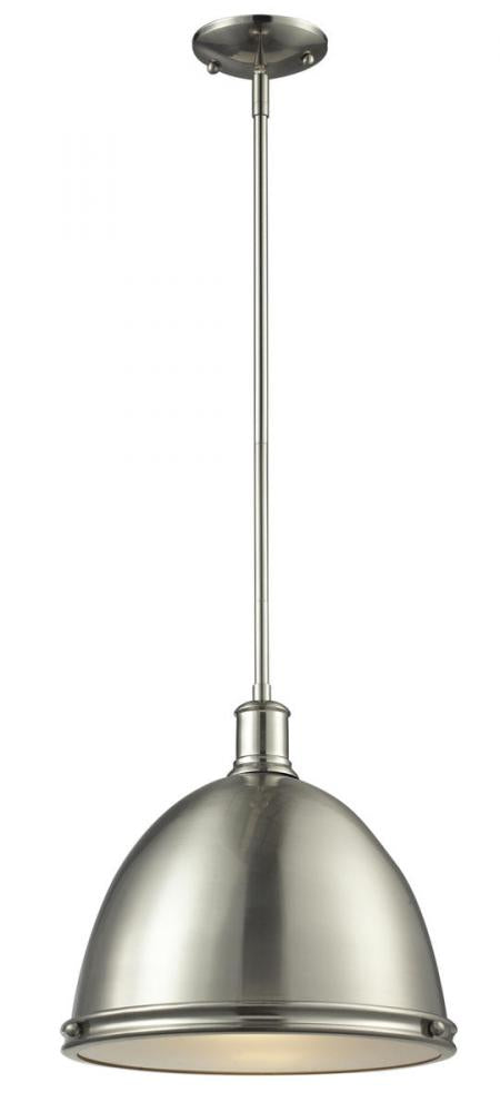 Z-Lite Mason 1 Light Pendant in Brushed Nickel Finish Model: 710P13-BN