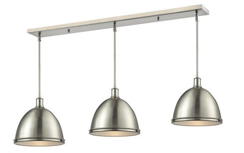 Z-Lite Mason 3 Light Linear Chandelier in Brushed Nickel Finish Model: 710P13-3BN