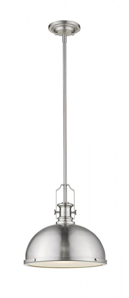 Z-Lite Melange 1 Light Pendant in Brushed Nickel Finish Model: 725P12-BN