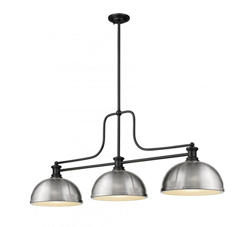 Z-Lite Melange 3 Light Billiard in Matte Black Finish Model: 725-3MB-D12BN