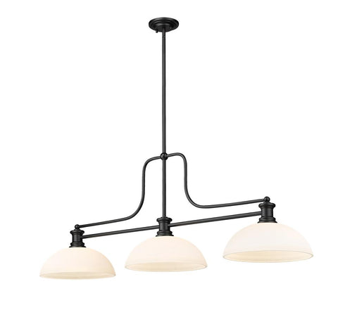 Z-Lite Melange 3 Light Billiard in Matte Black Finish Model: 725-3MB-DMO14