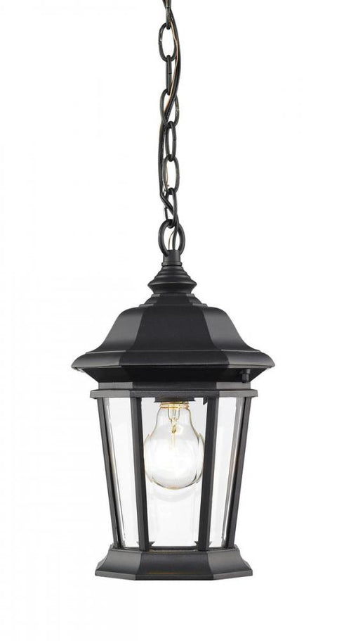 Z-Lite Melbourne 1 Light Outdoor Chain Mount Ceiling Fixture in Black Finish Model: 540CHM-BK