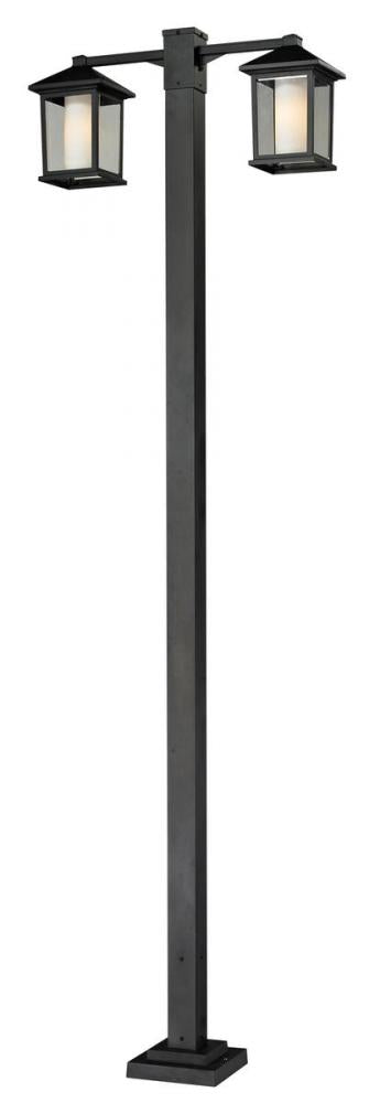 Z-Lite Mesa 2 Light Outdoor Post Mounted Fixture in Black Finish Model: 523-2-536P-BK
