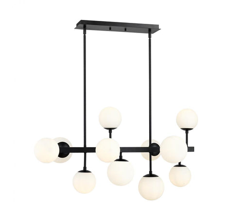 Z-Lite Midnetic 11 Light Linear Chandelier in Matte Black Finish Model: 730-11L-MB