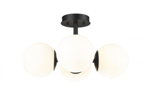 Z-Lite Midnetic 4 Light Semi Flush Mount in Matte Black Finish Model: 730SF4-MB