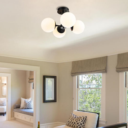 Z-Lite Midnetic 4 Light Semi Flush Mount in Matte Black Finish Model: 730SF4-MB