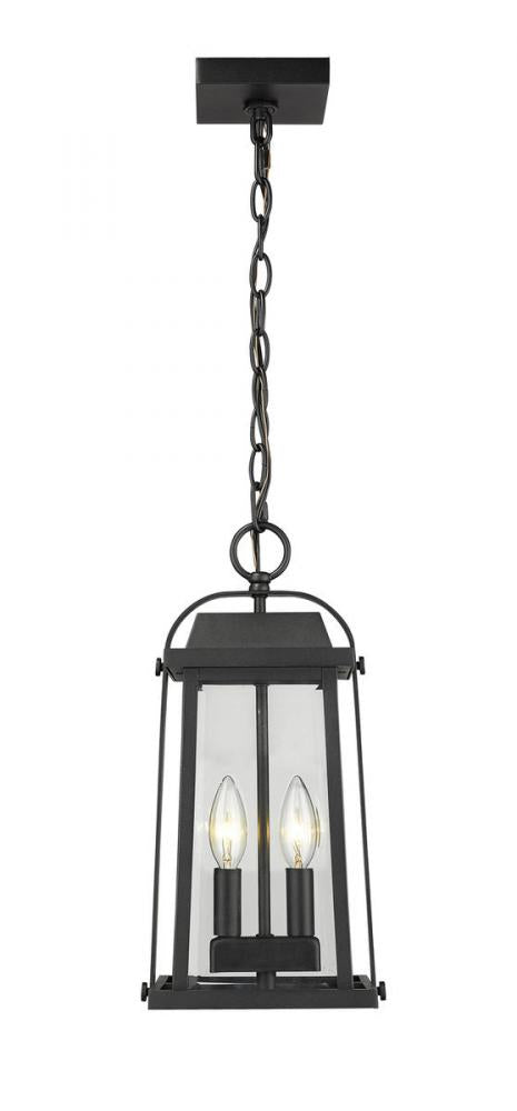 Z-Lite Millworks 2 Light Outdoor Chain Mount Ceiling Fixture in Black Finish Model: 574CHM-BK