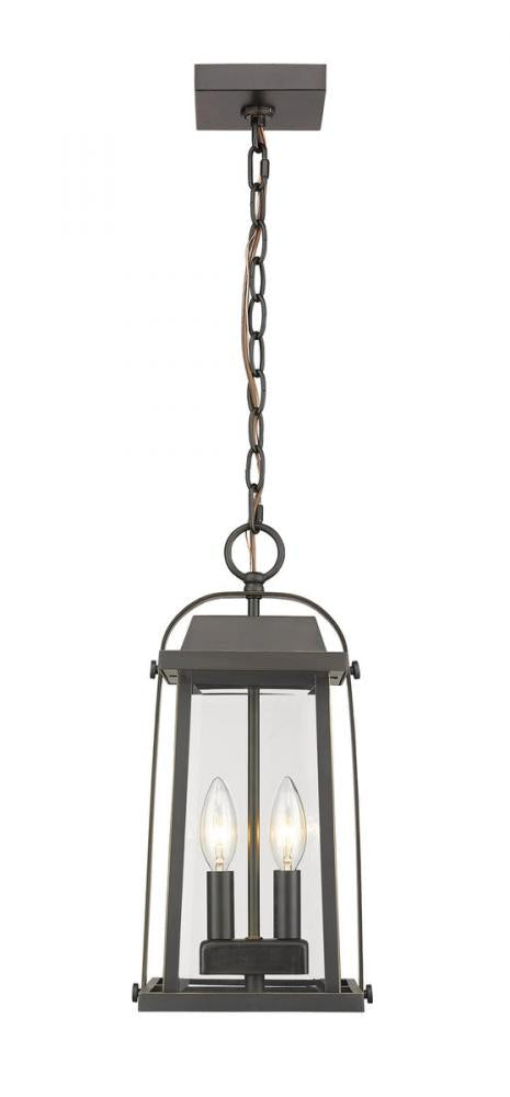 Z-Lite Millworks 2 Light Outdoor Chain Mount Ceiling Fixture in Black Finish Model: 574CHM-BK