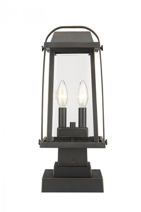 Z-Lite Millworks 2 Light Outdoor Pier Mounted Fixture in Black Finish Model: 574PHMS-SQPM-BK