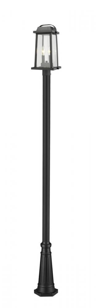 Z-Lite Millworks 2 Light Outdoor Post Mounted Fixture in Black Finish Model: 574PHMR-519P-BK