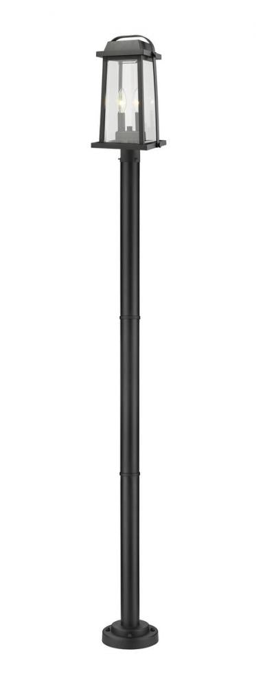 Z-Lite Millworks 2 Light Outdoor Post Mounted Fixture in Black Finish Model: 574PHMR-567P-BK
