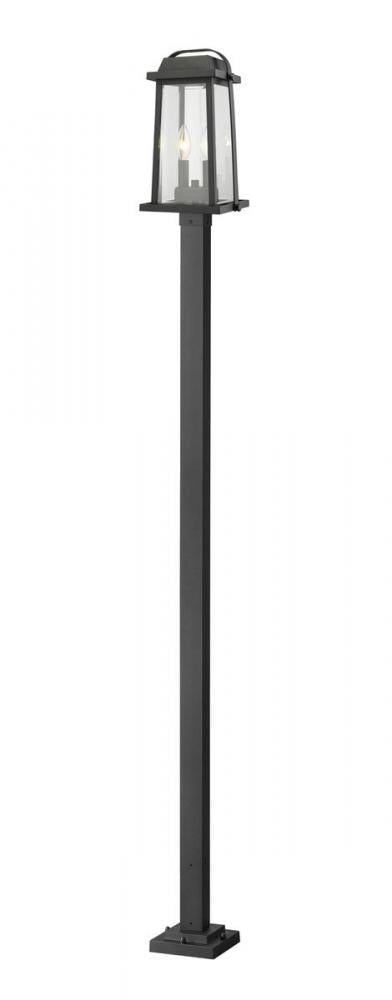 Z-Lite Millworks 2 Light Outdoor Post Mounted Fixture in Black Finish Model: 574PHMS-536P-BK