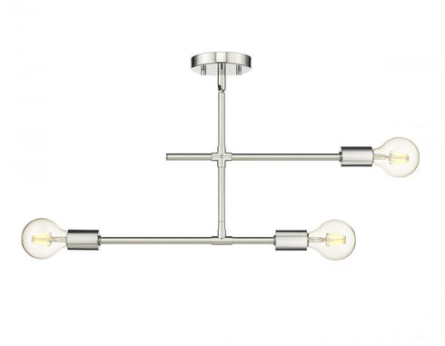 Z-Lite Modernist 3 Light Semi Flush Mount in Chrome Finish Model: 731-3SF-CH