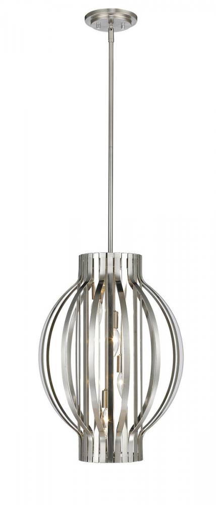 Z-Lite Moundou 4 Light Pendant in Brushed Nickel Finish Model: 436-16BN