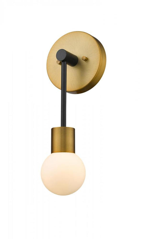 Z-Lite Neutra 1 Light Wall Sconce in Matte Black + Foundry Brass Finish Model: 621-1S-MB-FB