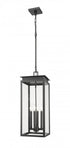 Z-Lite Nova 4 Light Outdoor Chain Mount Ceiling Fixture in Black Finish Model: 5018CHB-BK