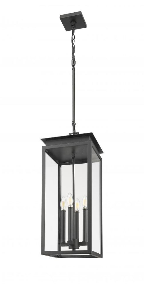 Z-Lite Nova 4 Light Outdoor Chain Mount Ceiling Fixture in Black Finish Model: 5018CHB-BK