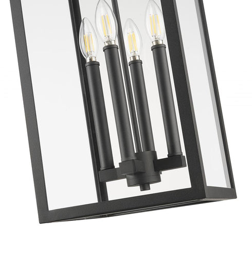 Z-Lite Nova 4 Light Outdoor Chain Mount Ceiling Fixture in Black Finish Model: 5018CHB-BK