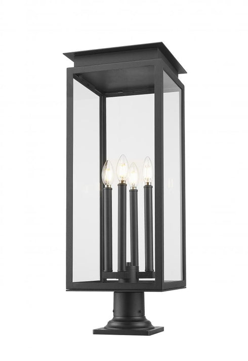 Z-Lite Nova 4 Light Outdoor Pier Mounted Fixture in Black Finish Model: 5018PHBR-533PM-BK